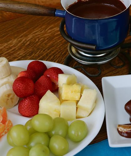 A chocolate fondue is a fun way to finish a special family meal.